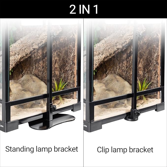 REPTI ZOO Reptile Dual Lamp Stand Adjustable Light Holder Lamp Hanging Bracket Metal Support for Reptile Glass Terrarium Heating Light Amphibians Cage