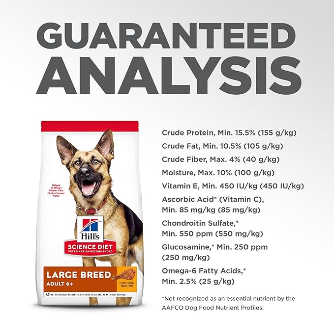 Hill's Science Diet Large Breed, Senior Adult 6+, Large Breed Senior Premium Nutrition, Dry Dog Food, Chicken Recipe, 33 lb Bag