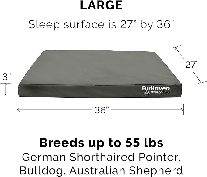 Furhaven Replacement Dog Bed Cover Water-Resistant Indoor/Outdoor Logo Print Oxford Polycanvas Mattress, Washable - Stone Gray, Large