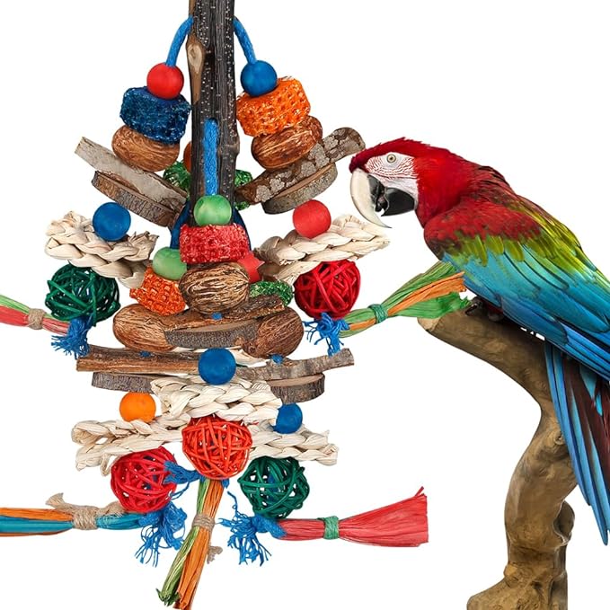 Bird Toys,Parrot Toys Exciting Chewing Fun for Parakeets,Cockatiels,Conures,Lovebirds,African Gray Cockatoos Amazon And Other Small Medium-Sized Parrot Natural Corn Cob Sturdy Nut (old bark)