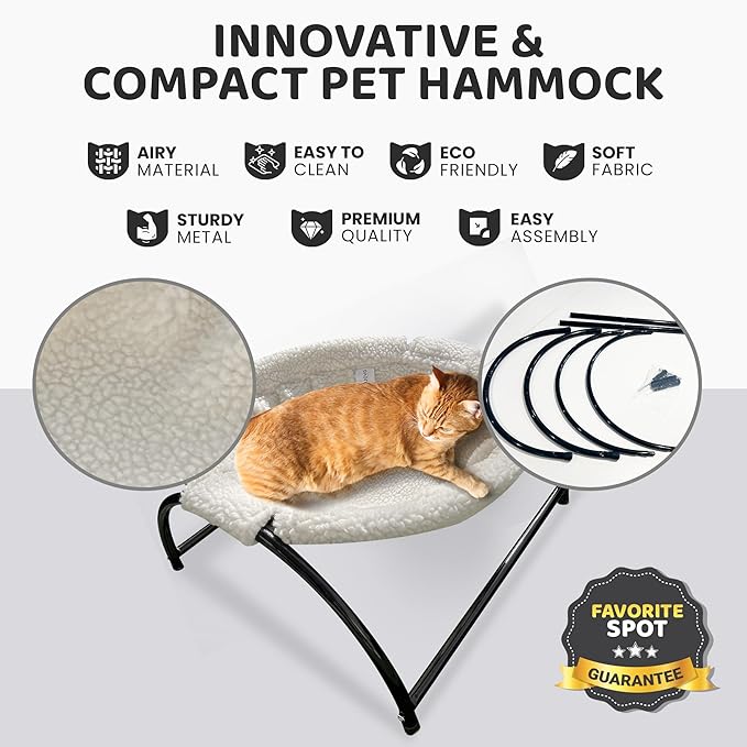 Elevated Cat Hammock Bed - Cozy Cat Hammocks for Large Cats, Versatile Cat Bed Hammock for Cats or Dogs, Extra Large Cat Hammock for Indoor Cats or Dogs, Raised Pet Hammock Cat Chair for Indoor Cats