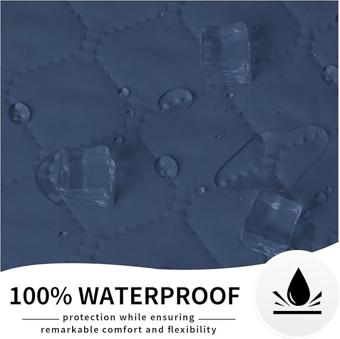 Easy-Going 100% Waterproof Dog Bed Cover Reversible Leak Proof Couch Cover Washable Sofa Cover Furniture Protector Blanket for Pets Kids Children Dog Cat (96x90 Inch, Dark Blue/Light Blue)