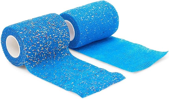 Self Adhesive Wrap, Glitter Cohesive Vet Tape for Pets (3x180 in, 12 Pack)