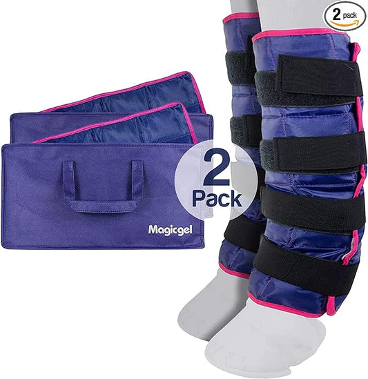 Horse Ice Pack - Cooling Leg Wraps for Hock, Ankle, Knee, Legs, Boots, and Hooves. (Twin Ice Boot, by Magic Gel)