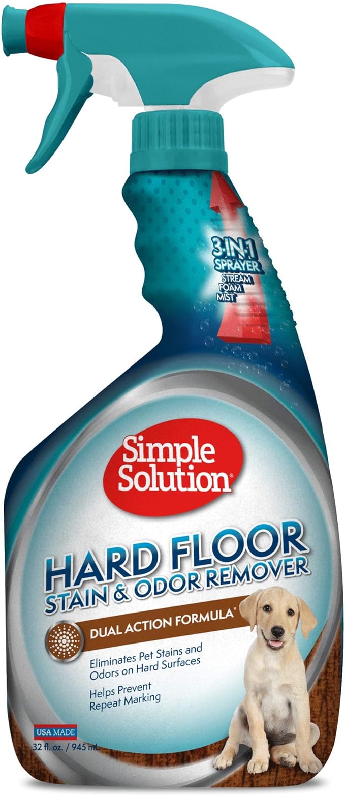 Simple Solution Extreme Pet Stain and Odor Remover | Enzymatic Cleaner & Hard Floor Pet Stain and Odor Remover | Dual Action Cleaner