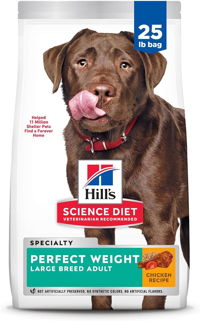 Hill's Science Diet Perfect Weight, Adult 1-5, Large Breed Weight Management Support, Dry Dog Food, Chicken Recipe, 25 lb Bag