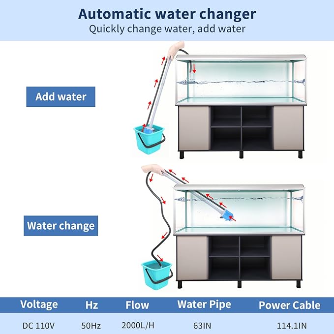 UPETTOOLS Aquarium Gravel Cleaner - Electric Automatic Removable Vacuum Water Changer Sand Algae Cleaner Filter Changer 110V/28W