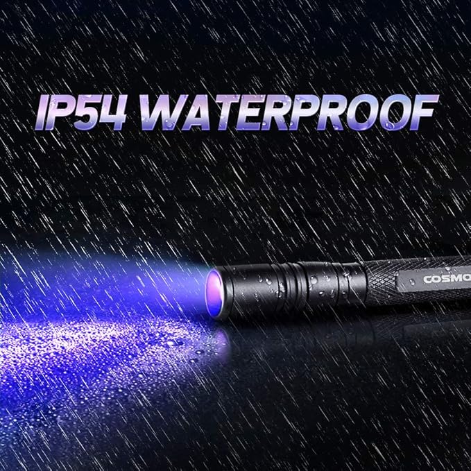 UV Flashlight, 395nm Black Light Pen Flashlight, LED Pen Flashlight IPX4 Waterproof, Urine Detector for Pet Urine, Cat Dog Stains, Bed Bug, Night Fishing, Travel