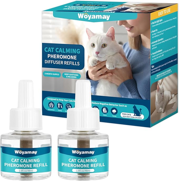 Cat Calming Diffuser Refills - Cat Pheromones Calming Diffuser for Cats Relieve Anxiety & Stress, 2-Month Supply Cat Pheromone Diffuser Refills (Fits All Common Diffuser