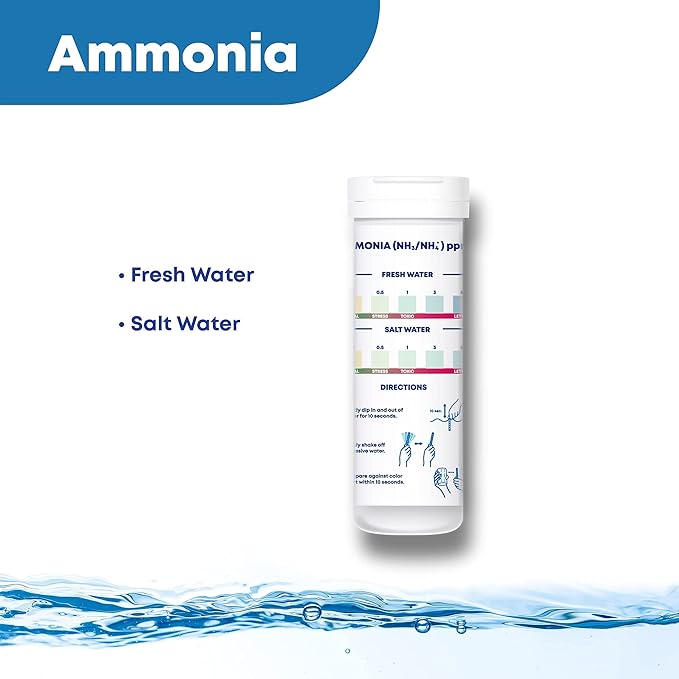 DIP & GO Aquarium Test Strips. Ammonia Test Kit for Aquarium. Range-Guided and Easy-to-Read, Color Corrected Results. Aquarium Test. (Ammonia Test Kit)