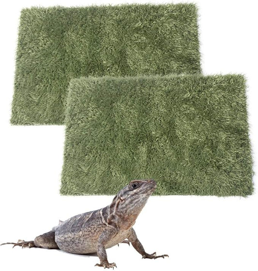 kathson 2pcs Reptile Carpet Terrarium Liner Tortoise Bedding Reptile Substrate Liner Mat Pet Cage Mats Supplies for Lizard Snake Bearded Dragon Gecko Chameleon Turtle Iguana (11.81 X 7.87 in)