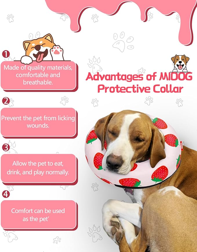 Dog Cone Collar for Small Medium Large Dogs for After Surgery, Pet Inflatable Neck Donut Collar Soft Protective Recovery Cone for Dogs and Cats - Alternative E Collar Does Not Block Vision - Pink,XS