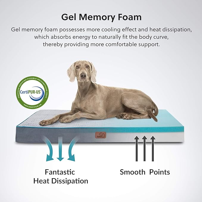 Bedsure Orthopedic Dog Bed for Medium Dogs - Memory Foam Dog Beds, 2-Layer Thick Pet Bed with Removable Washable Cover and Waterproof Lining (30x20x3 Inches), Grey
