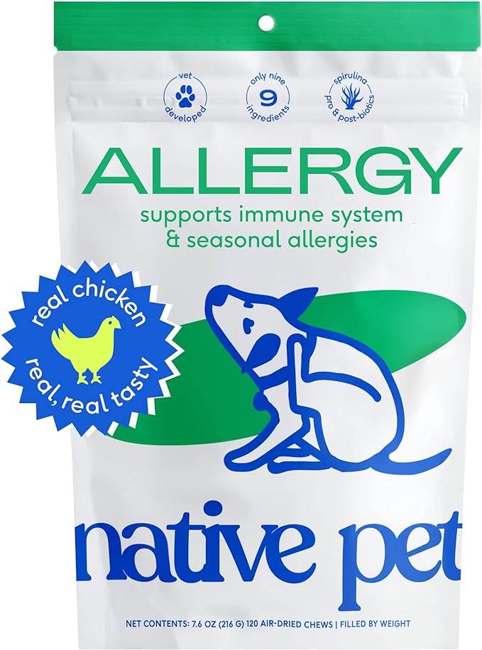 Native Pet Dog Allergy Chews – Natural Dog Skin Allergies Treatment – Anti Itch for Dogs - Dog Allergy Relief – Itch Relief & Allergy Support for Dogs – Dog Probiotics for Itchy Skin - 120 Chews