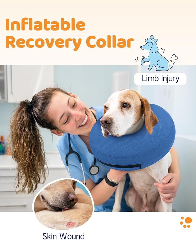 Supet Inflatable Dog Cone Collar for After Surgery Donut, Soft Dog Cones for Small Medium Large Dogs Pets, E Collar Dog Neck Donut Collar Alternative After Surgery