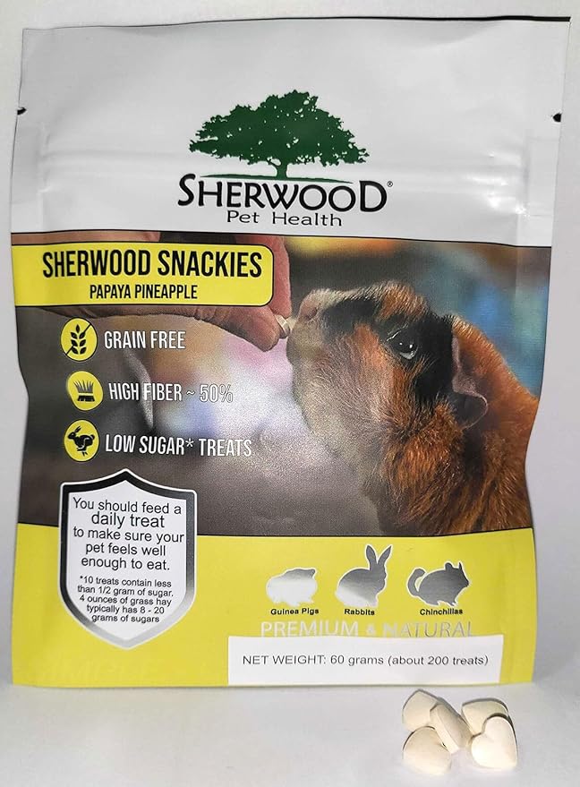 Sherwood Pet Health 1 Pack of papaya, pineapple treats for rabbits, guinea pigs and chinchillas. Low sugar and grain free.