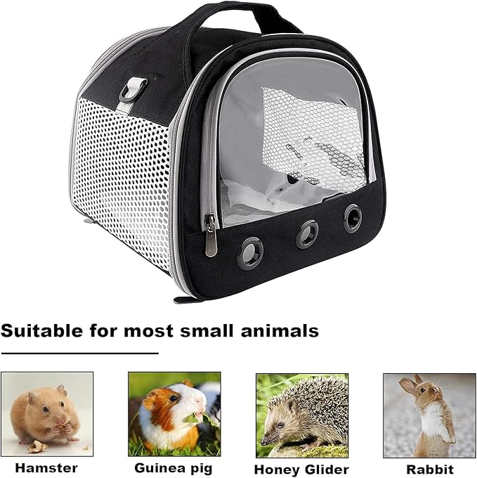 Small Pet Carrier Bag with Mat Guinea Pig Travel Carrier with Strap Portable Breathable Rabbit Carrier Outdoor Pet Bag for Ferret Bunny Hedgehog Guinea Pig(10" L x 10" W x 12" H)