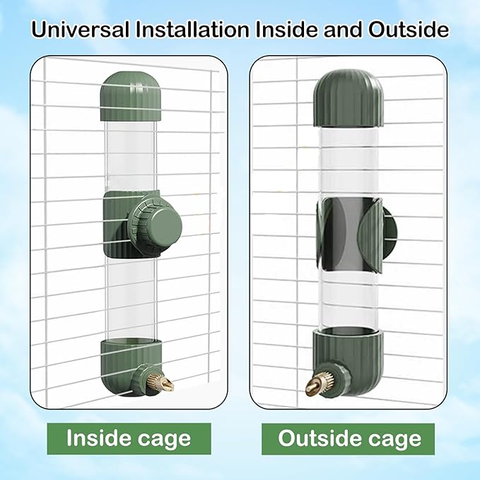 7.76 Oz Automatic Birds Water Dispenser Parrots Drinker Waterer Bird Drinking Water Bottle Hanging Cage Accessory for Cockatiel Conure Lovebird Macaw (Green)