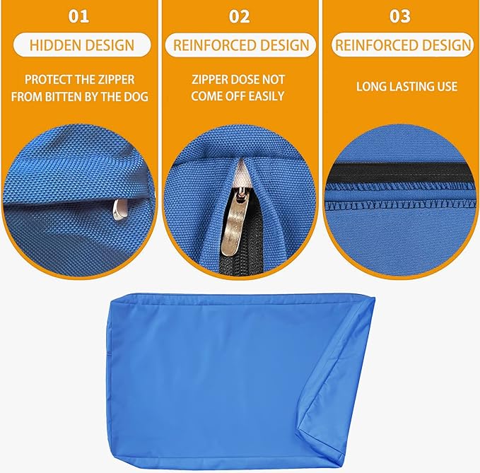 Dog Bed Cover 20Lx15Wx3H Inch.Waterproof Heavy Duty Durable Oxford Dog Bed Replacement Covers with Zipper.Washable Removable Pet Bed Mattress Protector Cover.Blue,Cover Only.
