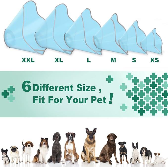 Supet Dog Cone Adjustable Pet Recovery Collar Dog Surgery Cone Protective Dog Cone Collar for Large Medium Dogs After Surgery