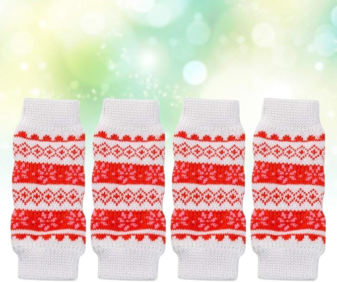4pcs Pet Leg Ankle Sleeves Dirt Leg Cover - Urine Warm Knee Pad (Christmas Snow, Size S)- Christmas Decorations for Pet Cat