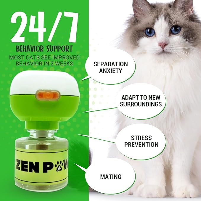 Cat Calming Pheromone Diffuser, 60 Day Starter Kit - Reassures Cats During Car Travel, Veterinary Visits & Helps Control Unwanted Behaviours Like Urine Spraying, Scratching