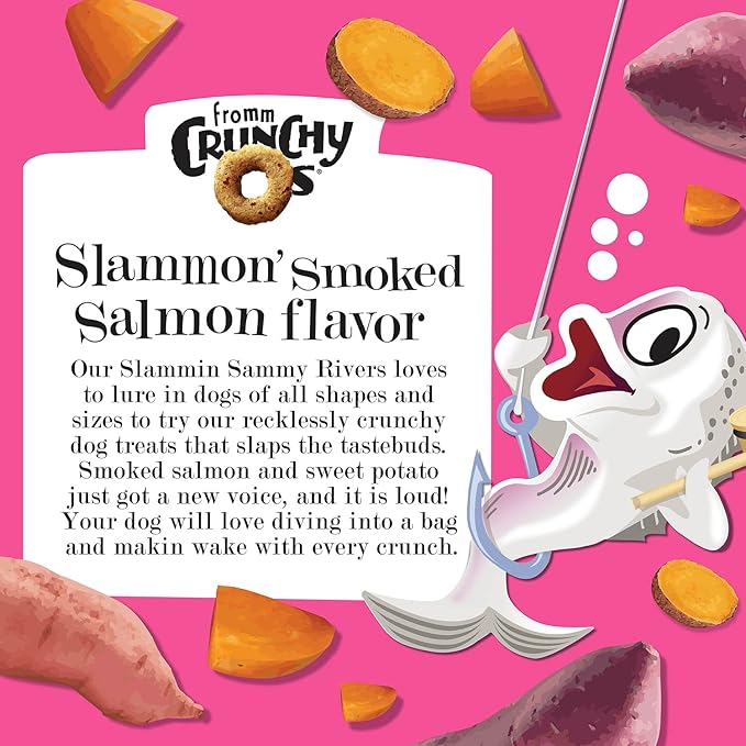 Fromm Crunchy Os Slammon' Smoked Salmon Dog Treats - Premium Crunchy Dog Treats - Salmon Recipe - Pack of (3) 6 oz Bags