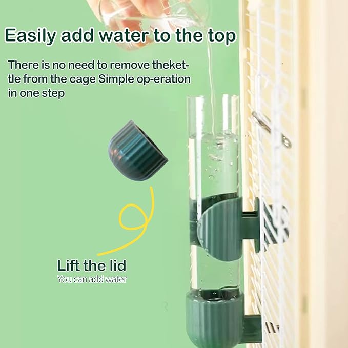 7.76 Oz Automatic Birds Water Dispenser Parrots Drinker Waterer Bird Drinking Water Bottle Hanging Cage Accessory for Cockatiel Conure Lovebird Macaw (Green)