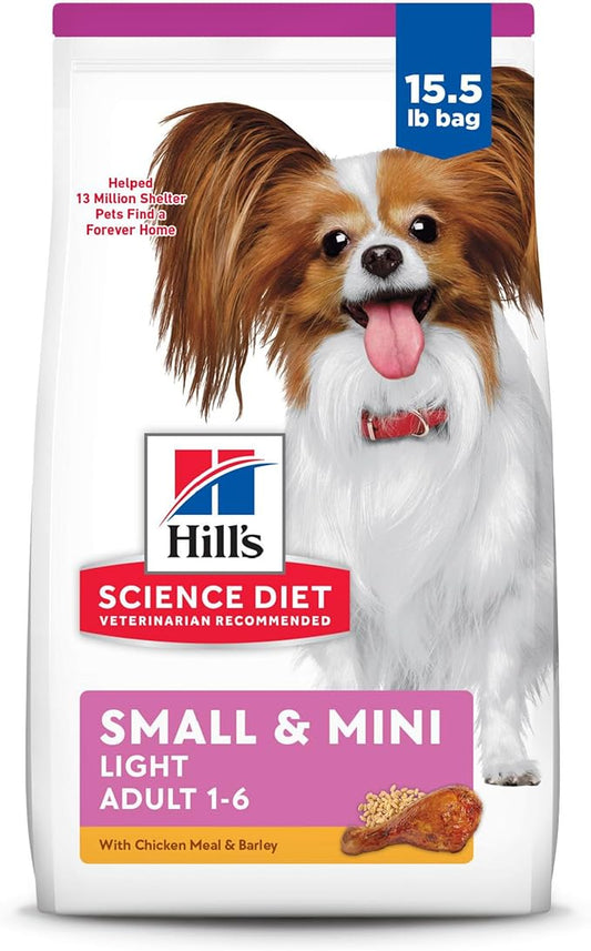 Hill's Science Diet Light , Adult 1-6, Small & Mini Breeds Weight Management Support, Dry Dog Food, Chicken & Barley, 15.5 lb Bag