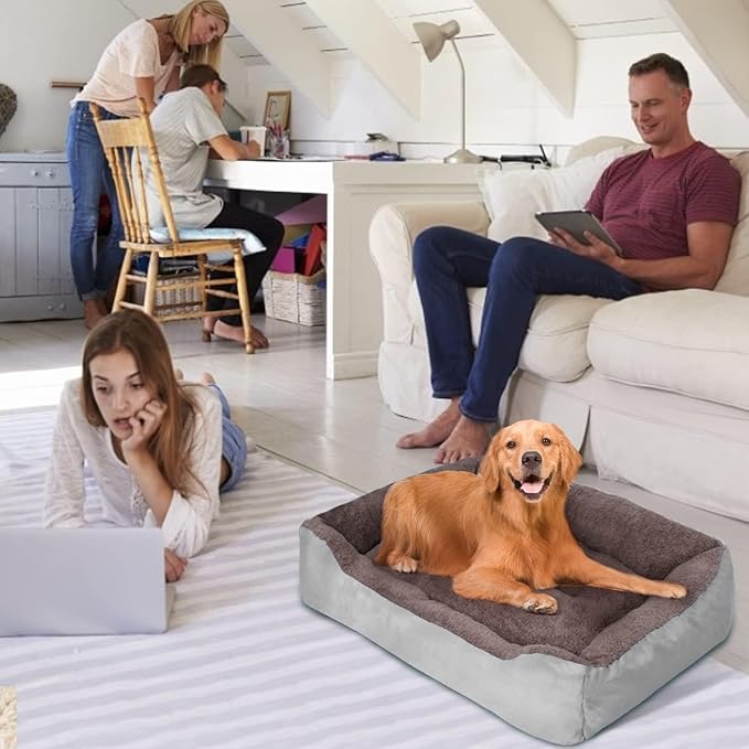 PUPPBUDD Dog Beds for Medium Dogs, Washable Dog Bed Comfortable and Breathable Pet Bed Rectangle Warming Dog Bed for Medium Dogs