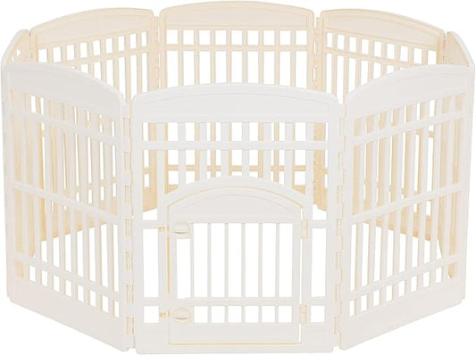 Amazon Basics Octagonal Dog Playpen, Pet Exercise Pen with Door, 34-Inches, 8 Panel, Beige