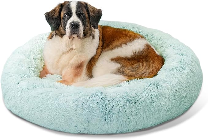 Best Friends by Sheri The Original Calming Donut Cat and Dog Bed in Shag Fur Baby Blue, Extra Large 45"