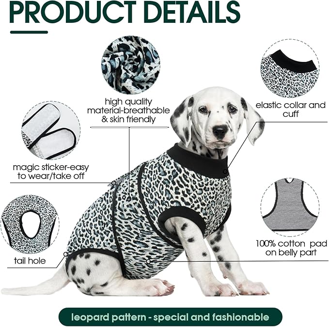 Kuoser Dog Surgery Recovery Suit, Recovery Suit for Female Male Dogs, Dog Onesie After Surgery Spay Neuter, Anti-Licking Pet Surgical Recovery Snugly Suit, Bodysuit for Abdominal Wounds Skin Disease