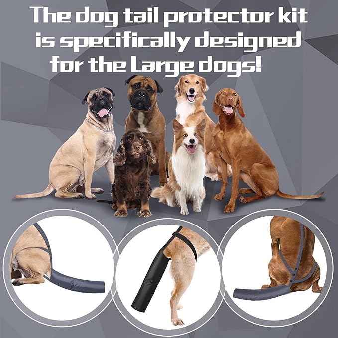 2 Pieces Dog Tail Protector Cover for Wounds, Dogs Tails Heal Sleeve, Dog Wound Care for Medium and Large Dogs to Assist in Recovery from Injury, Tail Size（L 14.9-16.5", Diameter 4.7-5.3"）