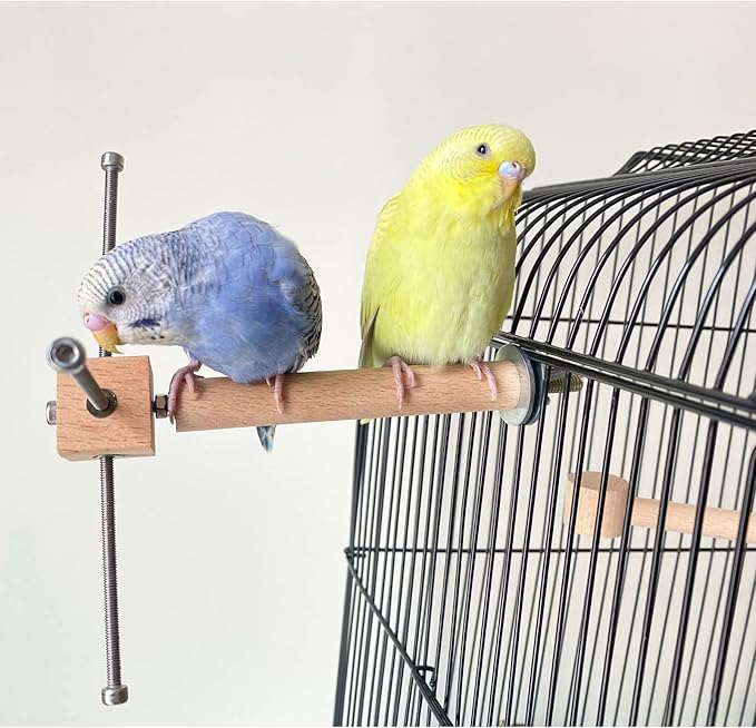 Sturdy Bird Food Holder, Wooden Perch for Cage, Rotating Stand for Fresh Fruits and Veggies, Interactive Toy for Parrots, Reducing Boredom