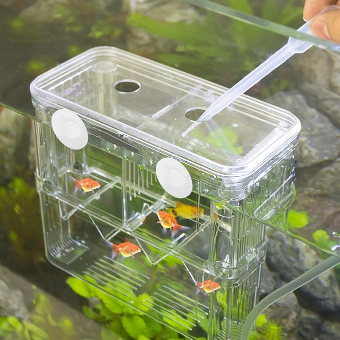 Senzeal Aquarium Fish Breeder Box Plastic Fish Isolation Breeding Box Hatching Incubator for Baby Fish Shrimp Clownfish Guppy