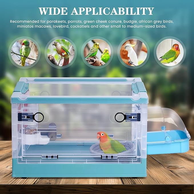 Bird Carrier Travel Cage Portable Parrot Travel Cage Large Bird Carrier Bag Backpack Box Breathable Bird Cage for Cockatiel Parrot Parakeet Budgie Green Cheek Conure Lovebird Long Tail Bird