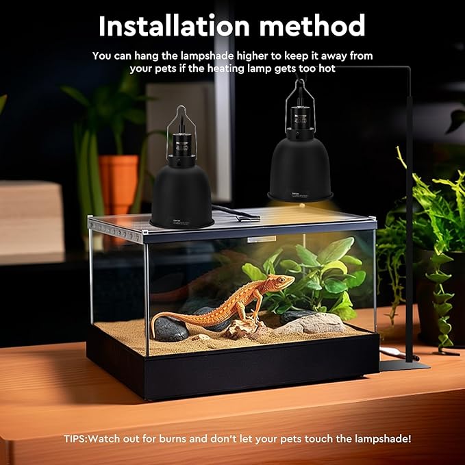 Reptile Light Fixture 5.5", Reptile Heat Lamp Max 100W, Reptile Tank Lighting Fixtures, Fixture for UVB Reptile Light, Reptile Tank Accessories 2 Packs E26
