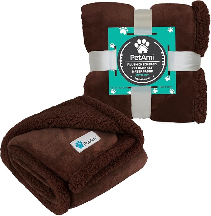 PetAmi Dog Blanket for Medium Large Dogs, Pet Bed Blanket Cat Puppy Kitten, Fleece Furniture Couch Cover Protector Sofa Car, Soft Sherpa Dog Throw Plush Reversible Washable, 40x60 Solid Brown