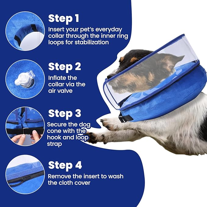 BARKLESS Dog Cone Collar, Inflatable Dog Cone after Surgery for Small Medium Large Dogs, Soft Dog Cone of Alternative with Enhanced Anti-Licking Guard Shield for Pets, Protective Dog Donut Collar