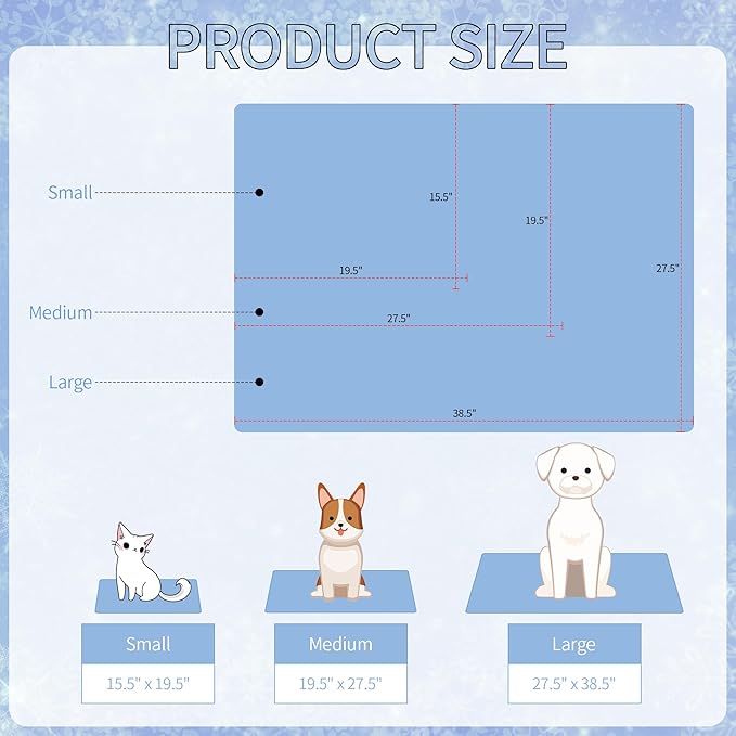 NACOCO Pet Cooling Mat Cat Dog Cushion Pad Summer Cool Down Comfortable Soft for Pets and Adults (S,Blue)