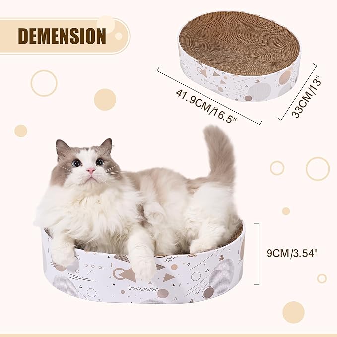 Cardboard Scratcher Pad Scratching Post:Oval Sturdy Cat Scratching Cardboard Pad Breathable Cat Scratch Pad, Cat Scratching Cardboard for Indoor Cats, Furniture Protecter