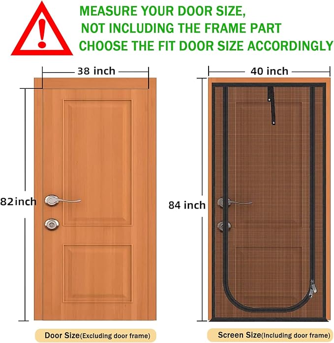 Reinforced Cat Screen Door,Fits Door Size 38''x 82',Thickened Cat Resistant Mesh Screen Door for Living Room,Kitchen,Bedroom,Cat Proof Screen with Zipper Closure.