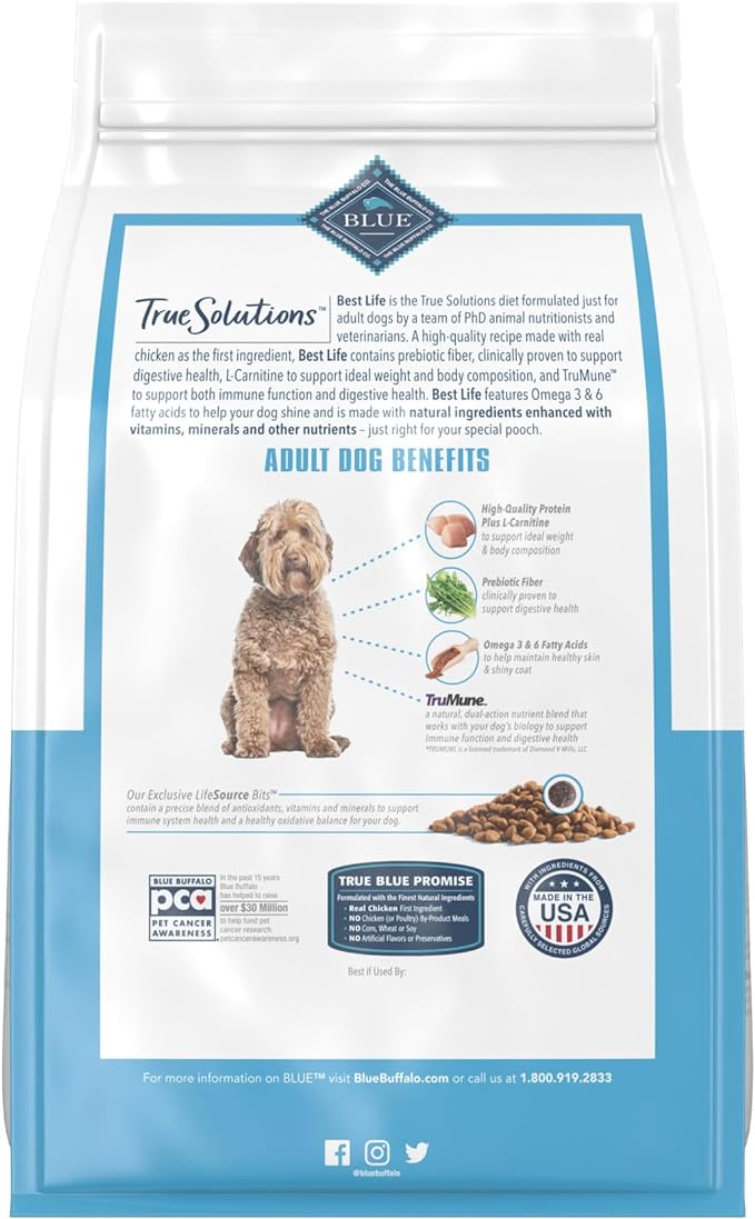 Blue Buffalo True Solutions Best Life Natural Medium Breed Adult Dry Dog Food, Chicken 4-lb