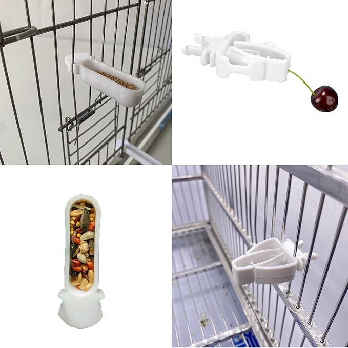 9 Pack Bird Cage Food Clips Vegetable Holder with MINI Cup Hanging Feeder for Parakeet Canary Finch Cockatoo Parrots Cockatiel Small Size Birds Fruits Grains