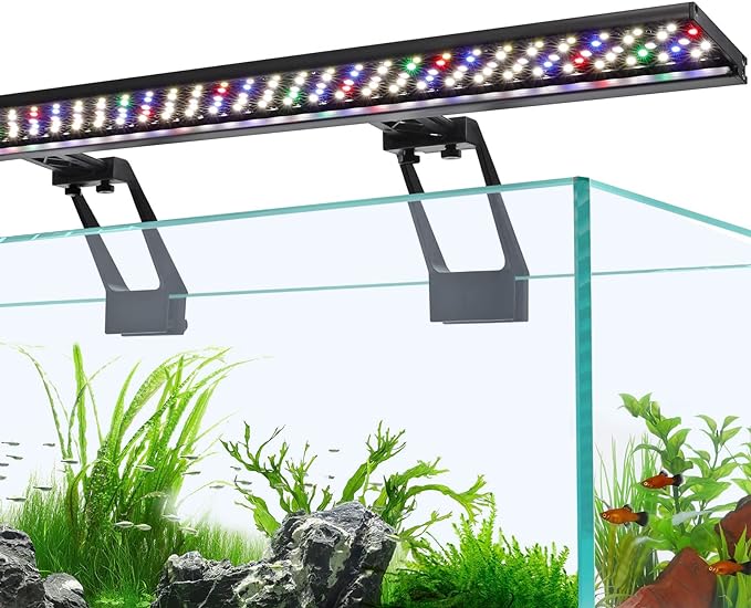 hygger Clip On Full Spectrum Aquarium LED Light, 36W Day-Night Dual Timer Sunrise-Day-Sunset-Moon Fish Tank Light, Adjustable Timer Brightness with 9 Colors for Planted Tank