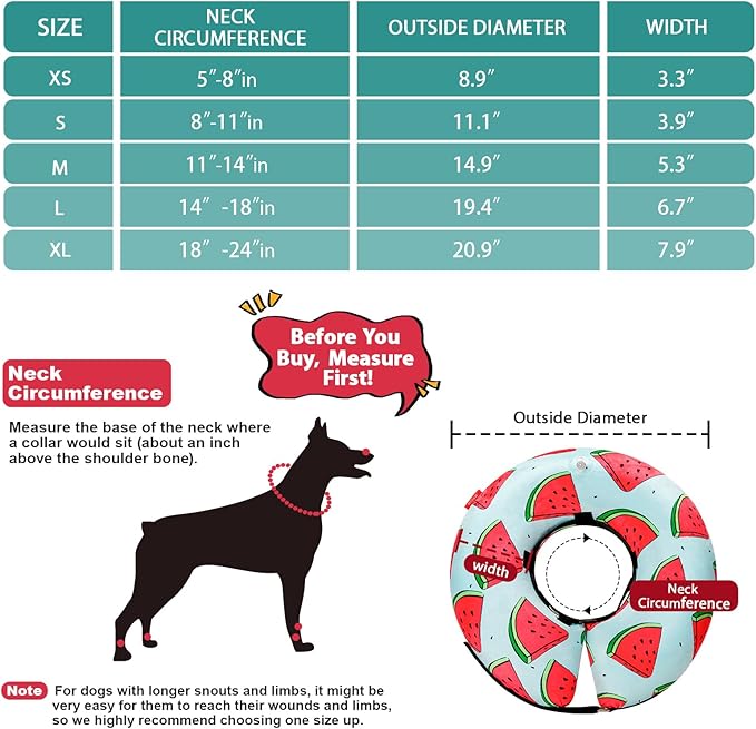 Dog Cone Collar for Small Medium Large Dogs for After Surgery, Pet Inflatable Neck Donut Collar Soft Protective Recovery Cone for Dogs and Cats - Alternative E Collar Does Not Block Vision - Cyan,XS