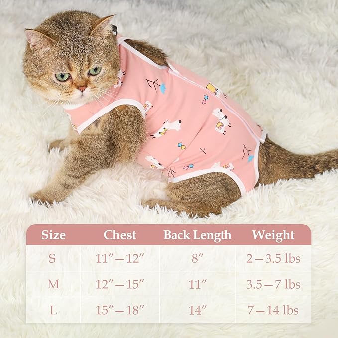 ANWA Cat Recovery Suit - Breathable Cat Surgery Recovery Suit Female, Cat Onesie for Cats After Surgery, Cat Spay Recovery Suit Female Abdominal Wounds