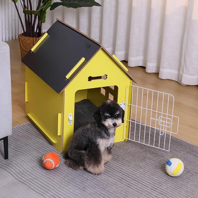 Dog House Indoor for Small Dogs or Cats, Cozy wooden design, Small indoor bed house, with Air Vents and Elevated Floor Warm Dog Cave