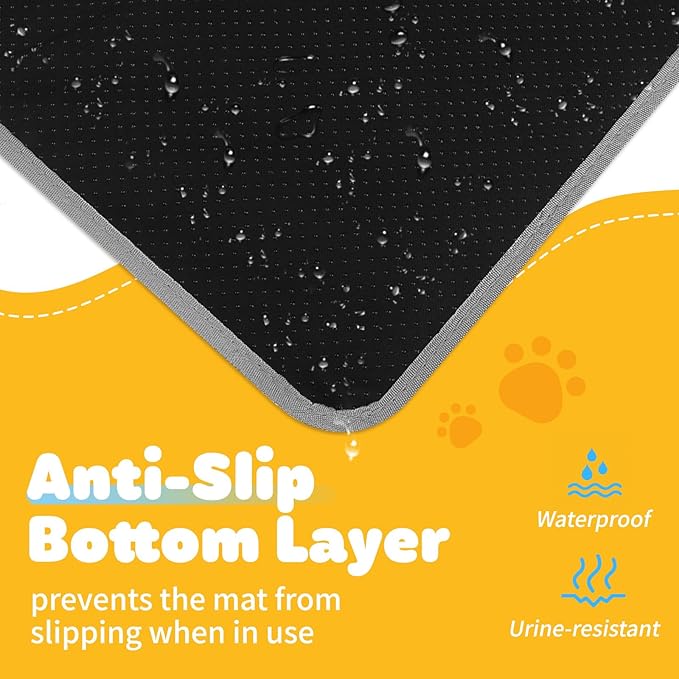 Cat Litter Mat Large - 24"x15" Litter Trapping Mat, Easy to Clean Litter Box Mat, Waterproof, Urine-Proof, Non-Slip Kitty Litter Mats for Floor, Grey